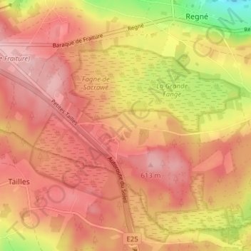 Petites-Tailles topographic map, elevation, terrain