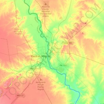 Eagle Pass topographic map, elevation, terrain