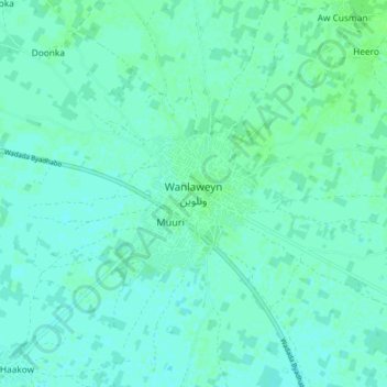 Wanlaweyn topographic map, elevation, terrain