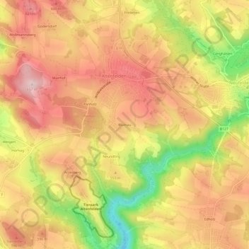 Blumau topographic map, elevation, terrain