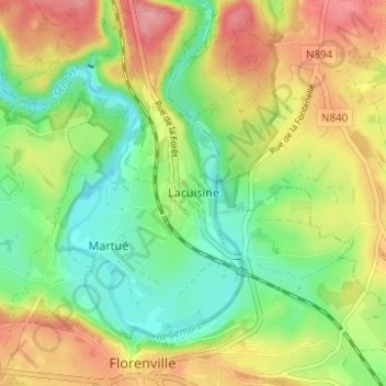Lacuisine topographic map, elevation, terrain