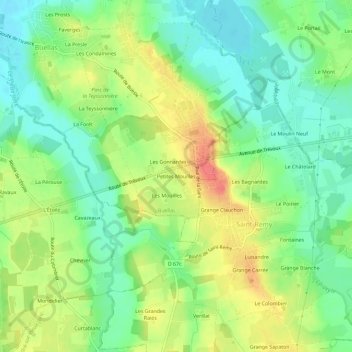 Petites Mouilles topographic map, elevation, terrain