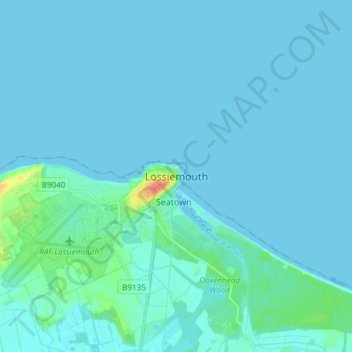 Lossiemouth topographic map, elevation, terrain