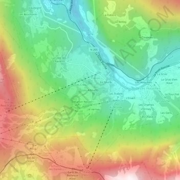 Les Aillouds topographic map, elevation, terrain