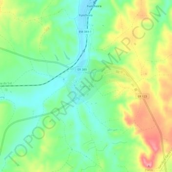 Garvão topographic map, elevation, terrain