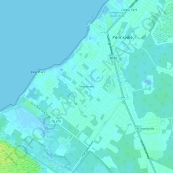 Penn Beach topographic map, elevation, terrain
