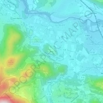 Ares topographic map, elevation, terrain