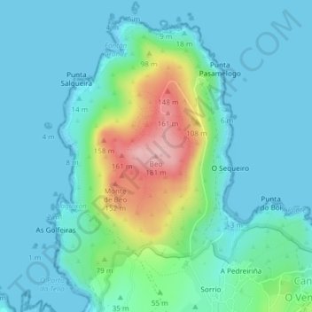 Beo topographic map, elevation, terrain