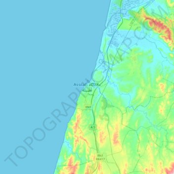 Assilah topographic map, elevation, terrain