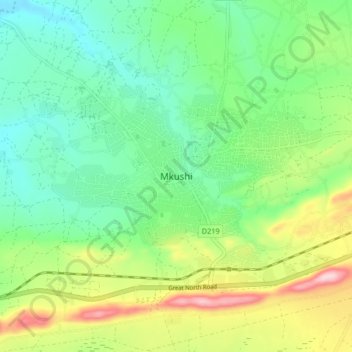 Mkushi topographic map, elevation, terrain
