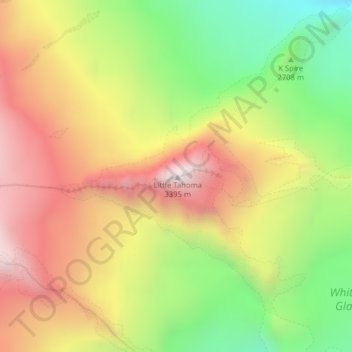 Little Tahoma topographic map, elevation, terrain