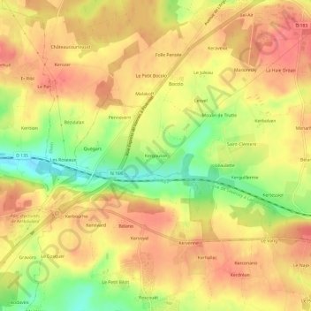 Kergousse topographic map, elevation, terrain