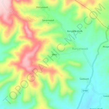 Meni topographic map, elevation, terrain