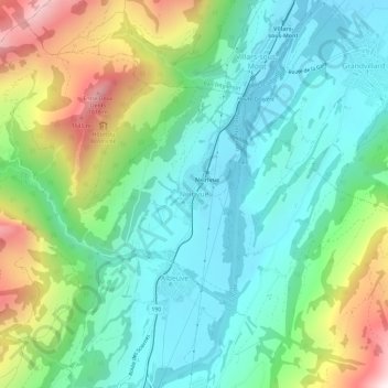 Neirivue topographic map, elevation, terrain