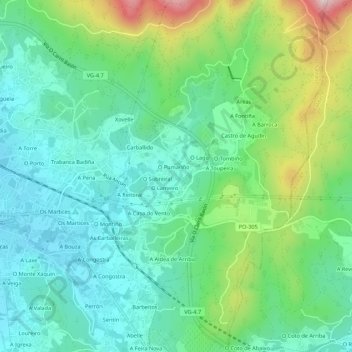 Cea topographic map, elevation, terrain