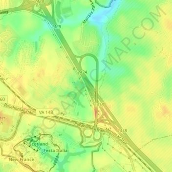 Williamsburg Country Club Dam topographic map, elevation, terrain
