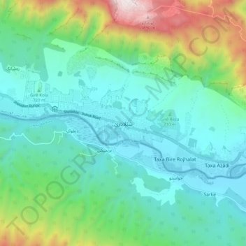 shiladiza topographic map, elevation, terrain