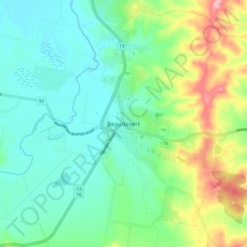 Beaudesert topographic map, elevation, terrain
