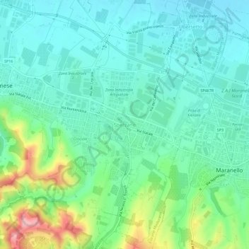 Spezzano topographic map, elevation, terrain