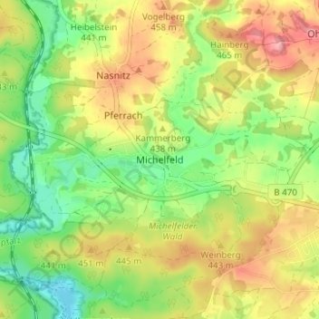 Michelfeld topographic map, elevation, terrain
