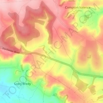 Kingston Russell topographic map, elevation, terrain