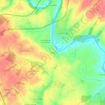 Foliet topographic map, elevation, terrain