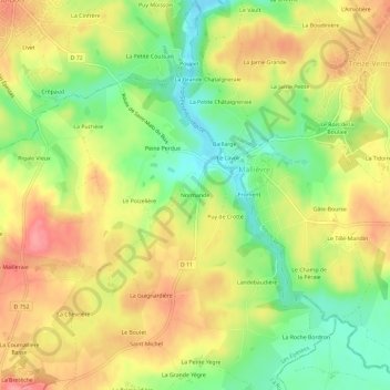 Normande topographic map, elevation, terrain