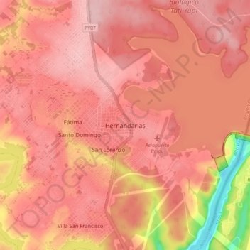 Hernandarias topographic map, elevation, terrain