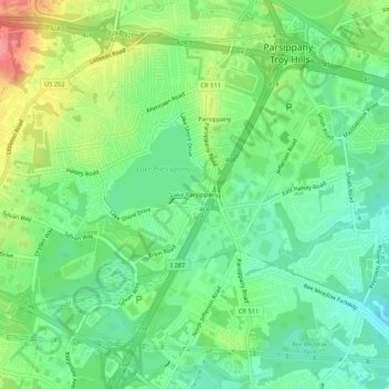 Lake Parsippany topographic map, elevation, terrain