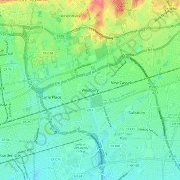 Westbury topographic map, elevation, terrain