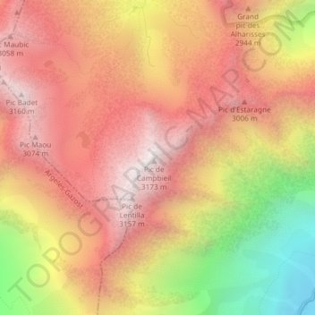 Pic de Campbieil topographic map, elevation, terrain