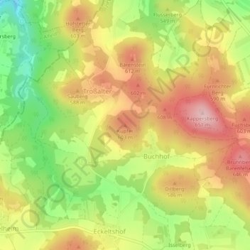 Kupfer topographic map, elevation, terrain