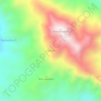 Uenuni topographic map, elevation, terrain