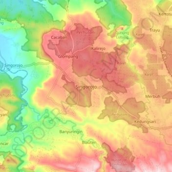 Singorojo topographic map, elevation, terrain