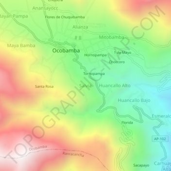Salvia topographic map, elevation, terrain