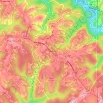 Franklin topographic map, elevation, terrain