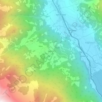 Madreda topographic map, elevation, terrain