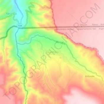 Yavi Chico topographic map, elevation, terrain
