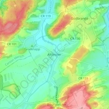 Altlinster topographic map, elevation, terrain