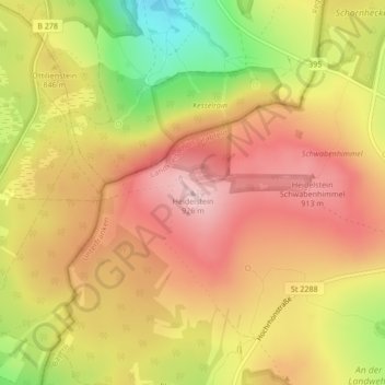 Heidelstein topographic map, elevation, terrain