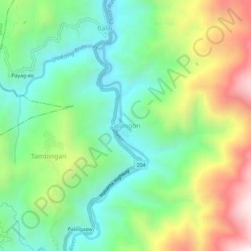 Gonogon topographic map, elevation, terrain