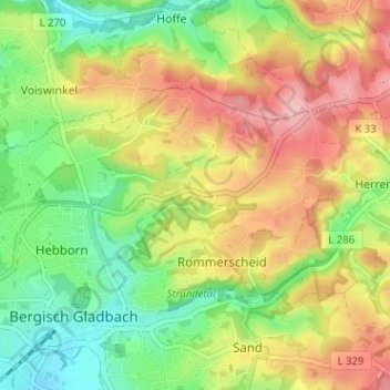 Grube topographic map, elevation, terrain