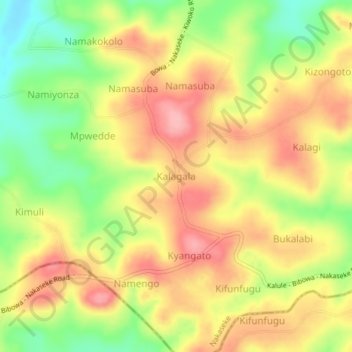 Kalagala topographic map, elevation, terrain