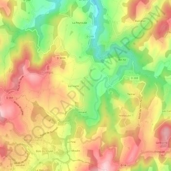 Garnier topographic map, elevation, terrain