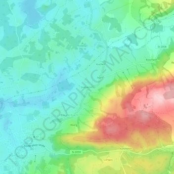 Staltannen topographic map, elevation, terrain