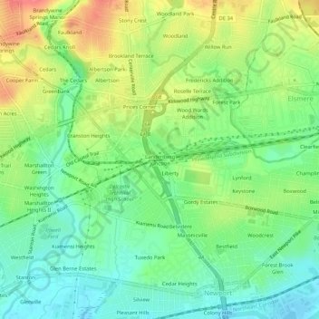 Landenberg Junction topographic map, elevation, terrain