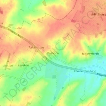 Bythorn topographic map, elevation, terrain