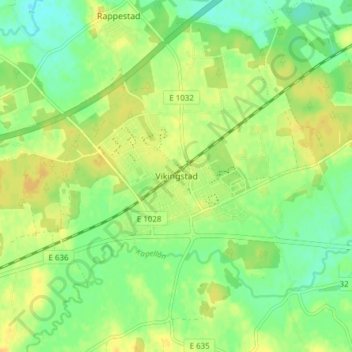 Vikingstad topographic map, elevation, terrain