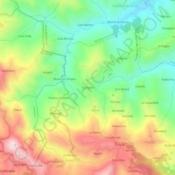 Sordiglio topographic map, elevation, terrain