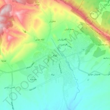 Koy Sanjaq topographic map, elevation, terrain